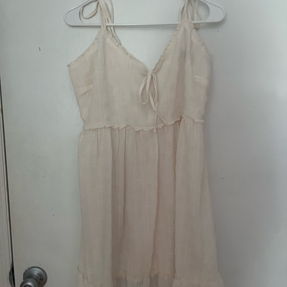 Forever 21 Cream Tie-Front Dress